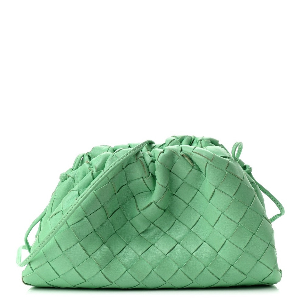 BOTTEGA VENETA Small Pouch, Leather Clutch - Fountain Silver